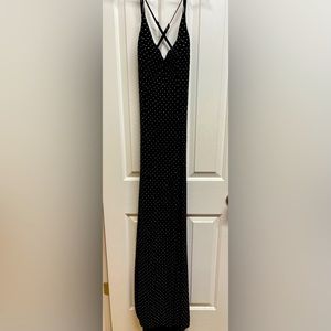 Long Black Rhinestone Dress